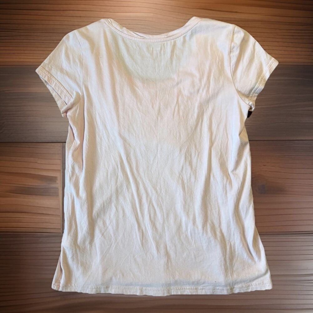 Garnet Hill Blush Pink Rosette Floral Tee Sz M Cotton Modal Coquette Romantic - Picture 2 of 8